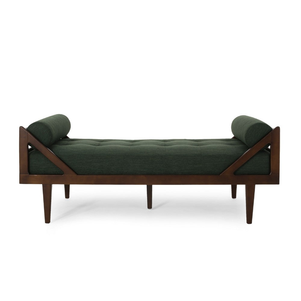 Henry Chaise Lounger with 2 Rolled Bolster Pillows, Blackish Green