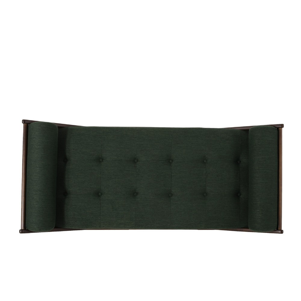 Henry Chaise Lounger with 2 Rolled Bolster Pillows, Blackish Green