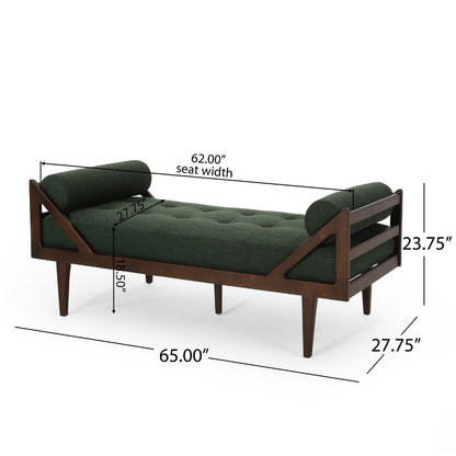 Henry Chaise Lounger with 2 Rolled Bolster Pillows, Blackish Green