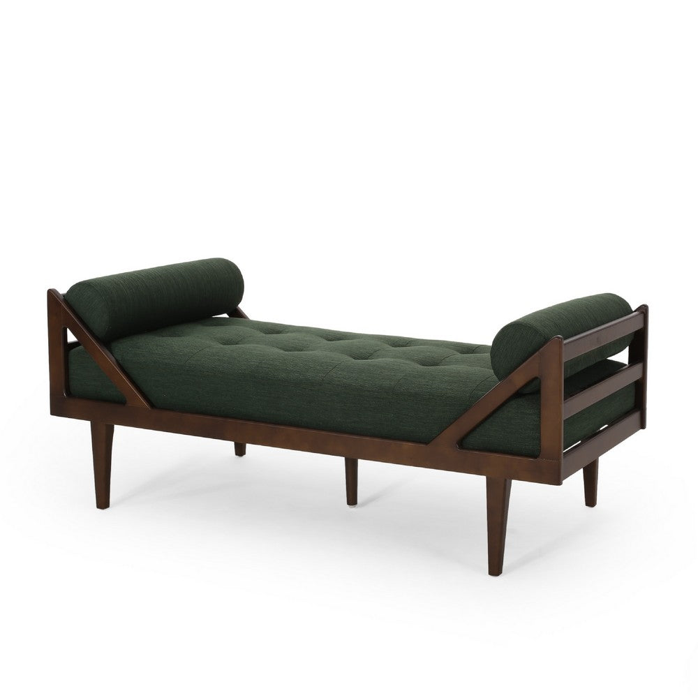 Henry Chaise Lounger with 2 Rolled Bolster Pillows, Blackish Green