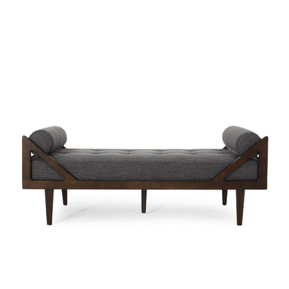 Henry Chaise Lounger, 2 Rolled Bolster Pillows, Charcoal Waffle Stitch