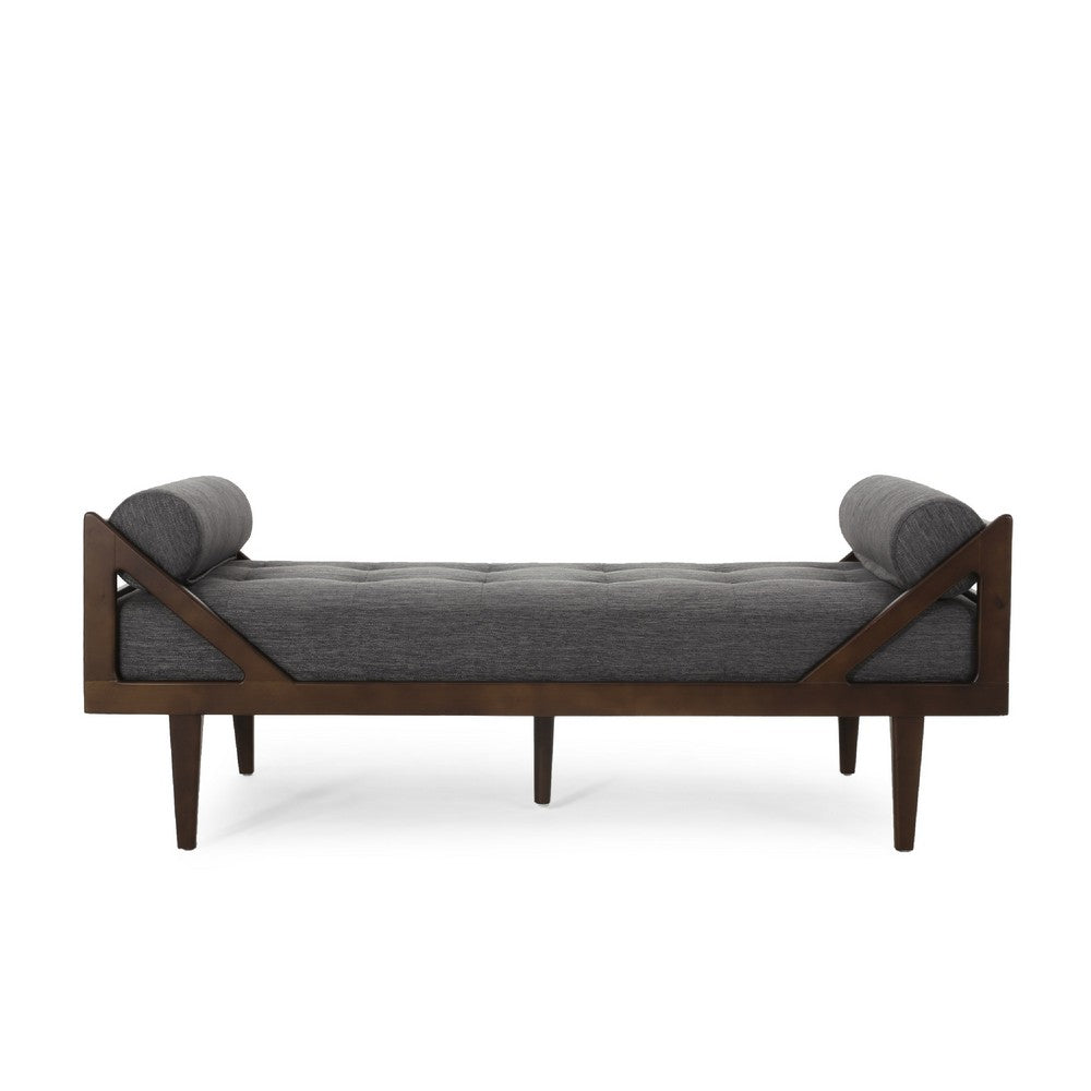 Henry Chaise Lounger, 2 Rolled Bolster Pillows, Charcoal Waffle Stitch