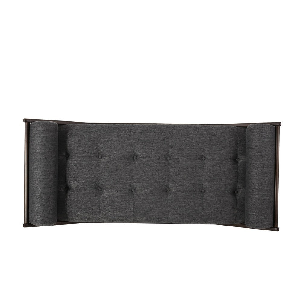 Henry Chaise Lounger, 2 Rolled Bolster Pillows, Charcoal Waffle Stitch