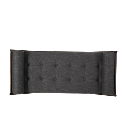 Henry Chaise Lounger, 2 Rolled Bolster Pillows, Charcoal Waffle Stitch