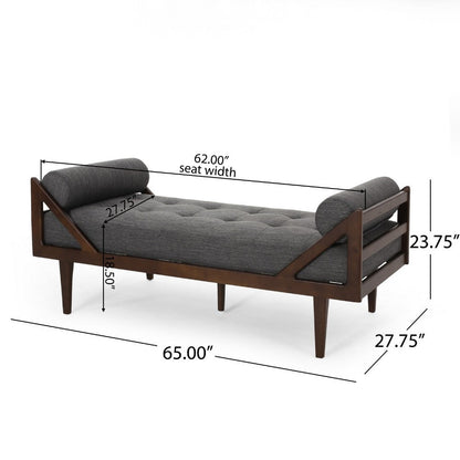 Henry Chaise Lounger, 2 Rolled Bolster Pillows, Charcoal Waffle Stitch