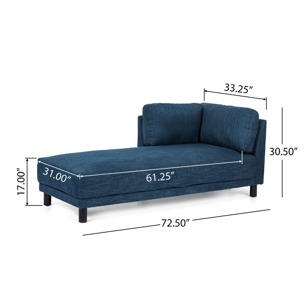 Selly Chaise Lounger with Soft Shape, Modern Navy Blue Fabric