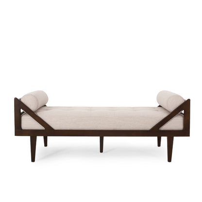 Henry Chaise Lounger with 2 Rolled Bolster Pillows Beige Waffle Stitch