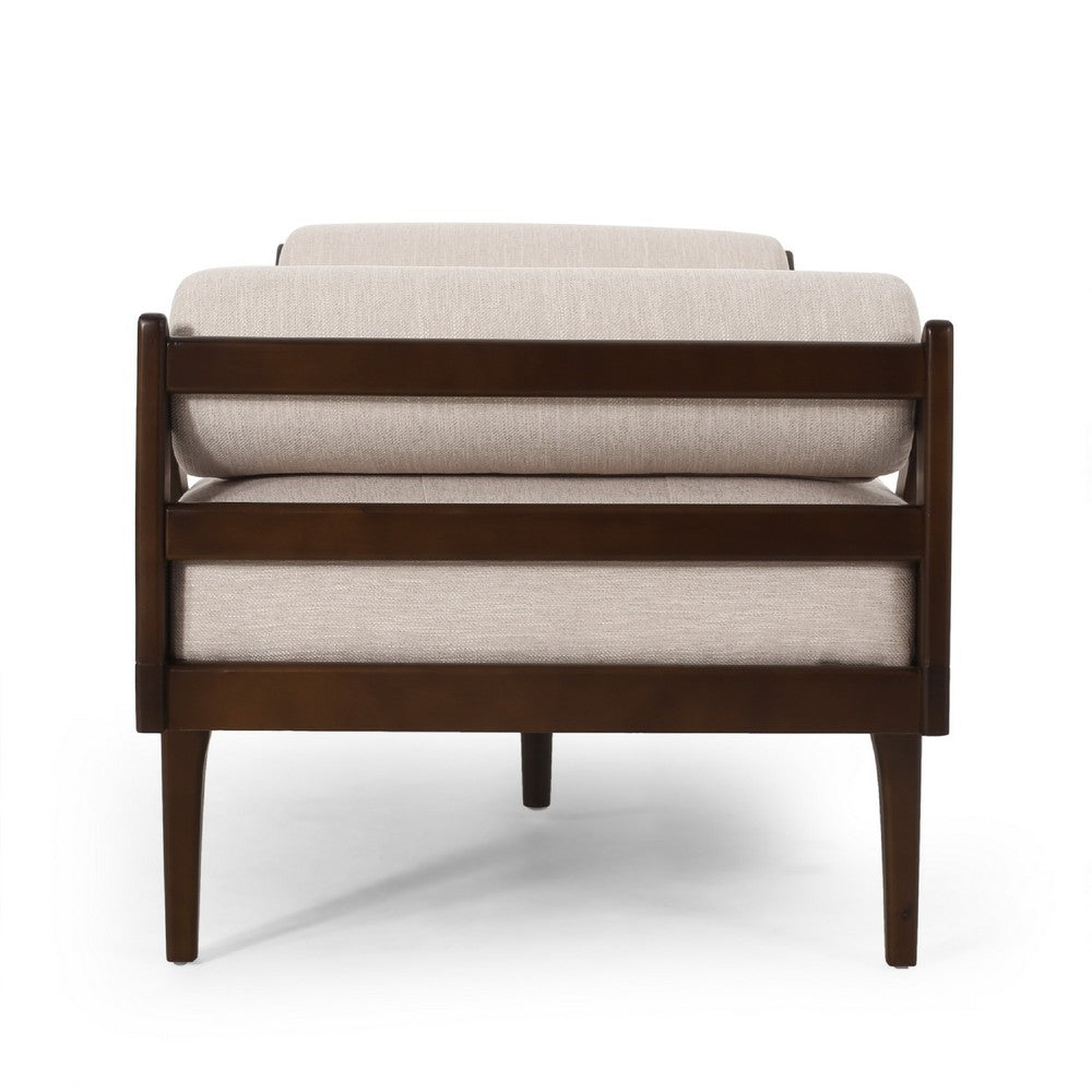Henry Chaise Lounger with 2 Rolled Bolster Pillows Beige Waffle Stitch