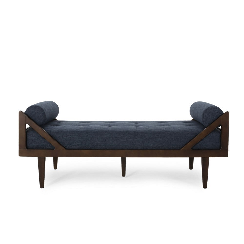 Henry Chaise Lounger with 2 Bolster Pillows, Waffle Stitch Fabric Blue