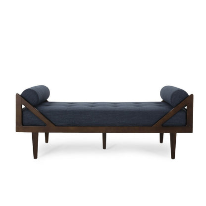 Henry Chaise Lounger with 2 Bolster Pillows, Waffle Stitch Fabric Blue