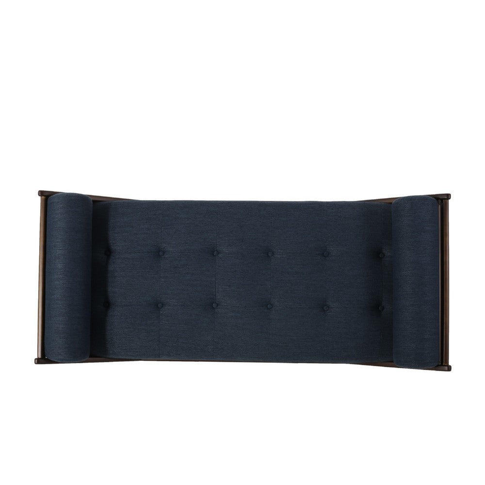 Henry Chaise Lounger with 2 Bolster Pillows, Waffle Stitch Fabric Blue
