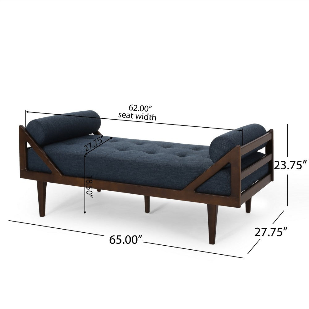 Henry Chaise Lounger with 2 Bolster Pillows, Waffle Stitch Fabric Blue