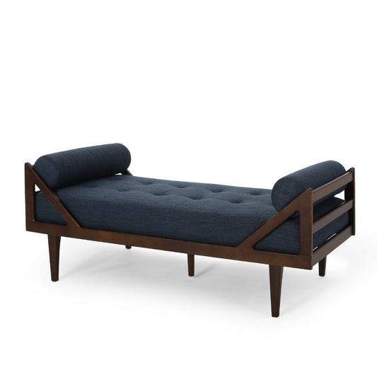 Henry Chaise Lounger with 2 Bolster Pillows, Waffle Stitch Fabric Blue