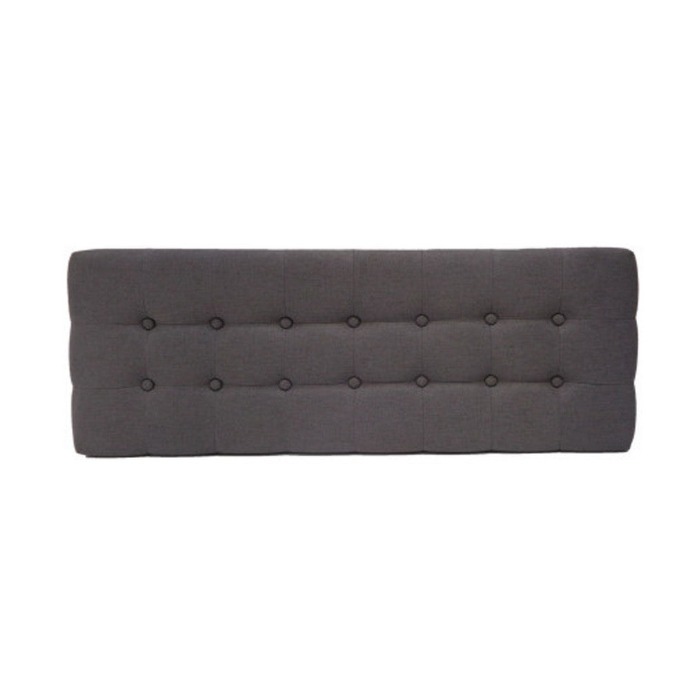 Ottoman Footstool Bench, 44 Inch Button Tufted Gray Fabric Top
