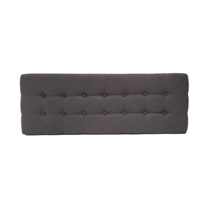 Ottoman Footstool Bench, 44 Inch Button Tufted Gray Fabric Top
