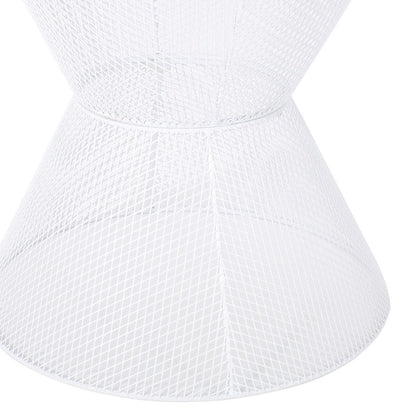 Nian Outdoor Side Table, Matte White Iron, Hourglass Shape, 18 Inch