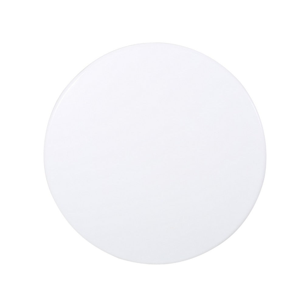 Nian Outdoor Side Table, Matte White Iron, Hourglass Shape, 18 Inch
