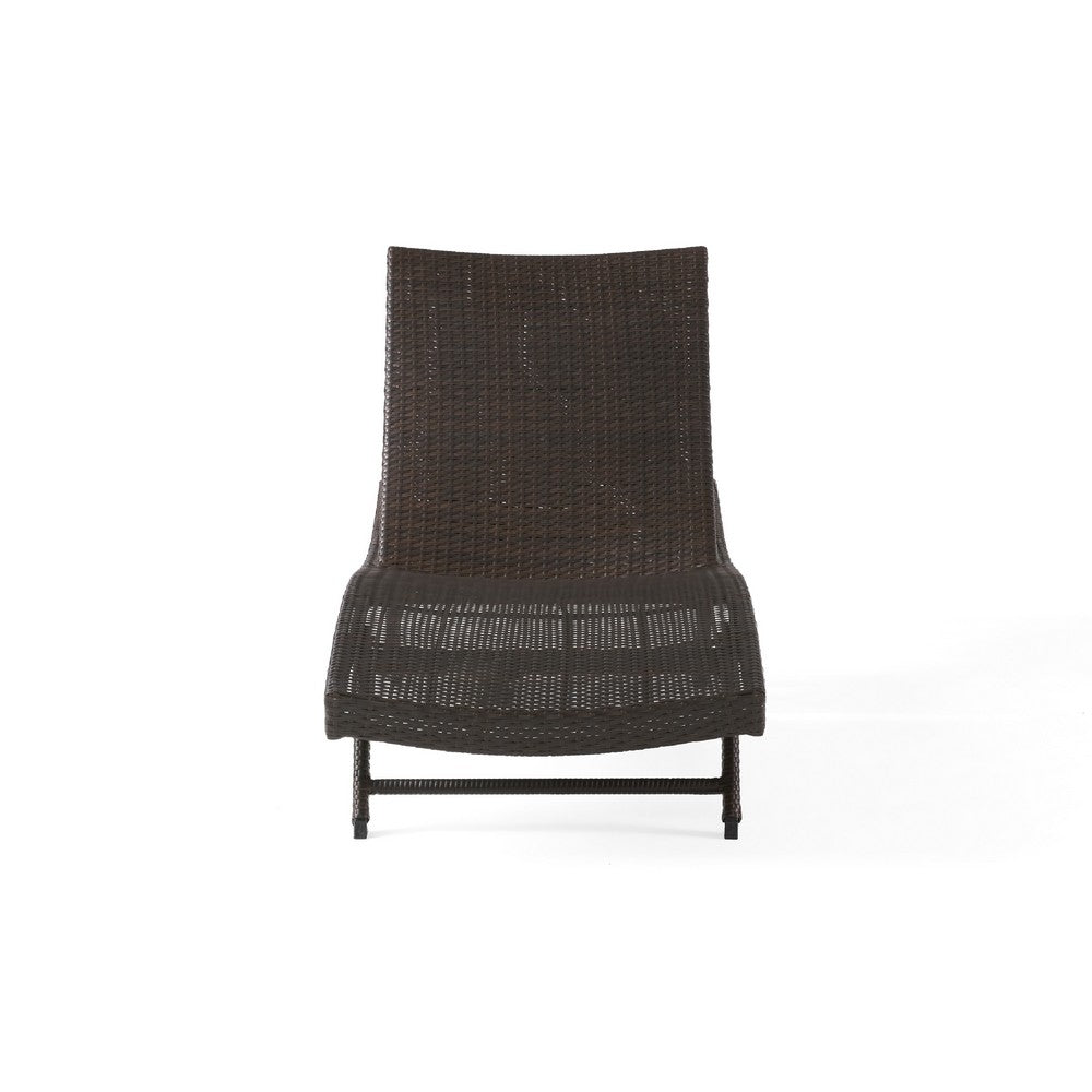 Stela Outdoor Chaise Lounger, Dark Brown Rattan, Metal Frame, 79 Inch