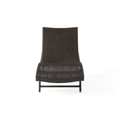 Stela Outdoor Chaise Lounger, Dark Brown Rattan, Metal Frame, 79 Inch