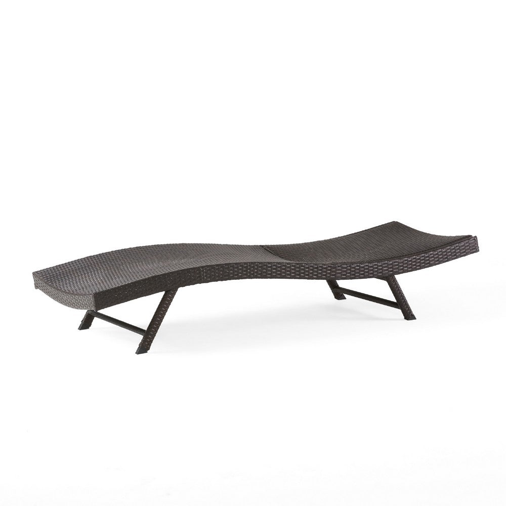 Stela Outdoor Chaise Lounger, Dark Brown Rattan, Metal Frame, 79 Inch
