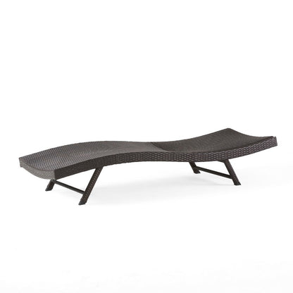 Stela Outdoor Chaise Lounger, Dark Brown Rattan, Metal Frame, 79 Inch