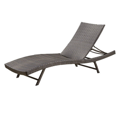 Stela Outdoor Chaise Lounger, Dark Brown Rattan, Metal Frame, 79 Inch