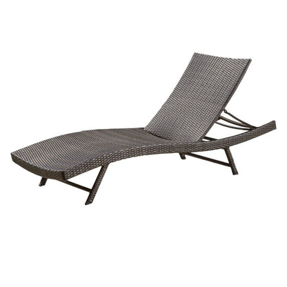 Stela Outdoor Chaise Lounger, Dark Brown Rattan, Metal Frame, 79 Inch