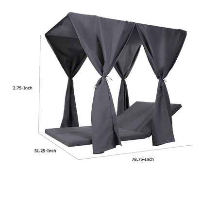 Yavi Outdoor Cushion and Curtains for Daybed, Dark Gray Fabric 79 Inch