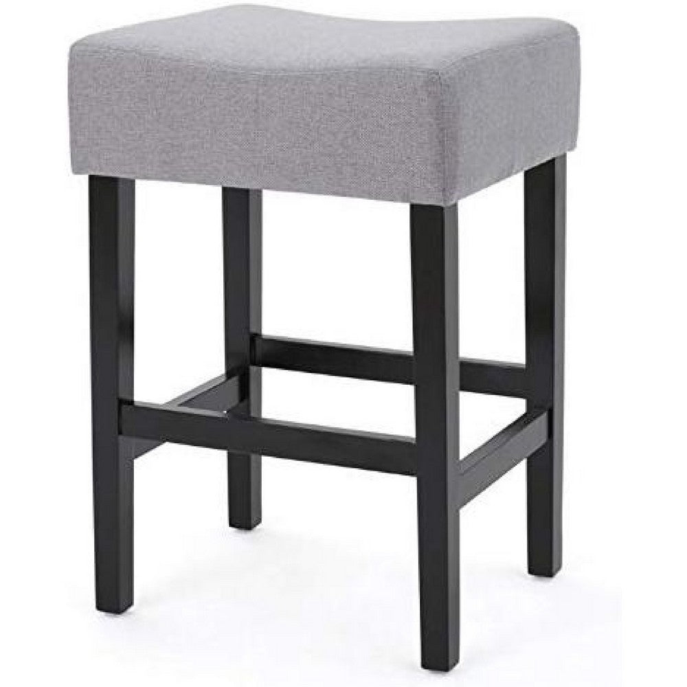 Seya Counter Stool Set of 2, Gray Waterproof Cushioned Seat, Black