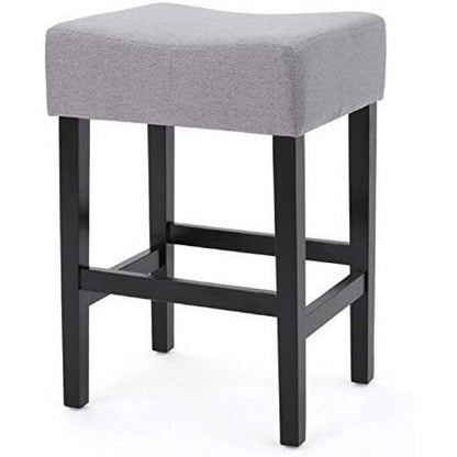 Seya Counter Stool Set of 2, Gray Waterproof Cushioned Seat, Black