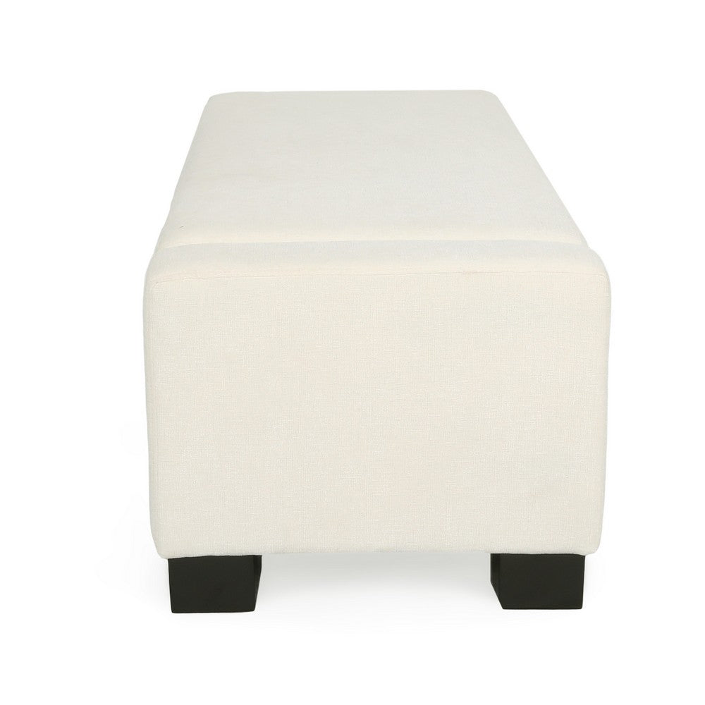 Kera Storage Ottoman Bench, Classic White Fabric, Lift Top, 50 Inch