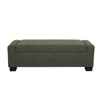 Kera Storage Ottoman Bench, Dark Green Fabric, Lift Top, 50 Inch