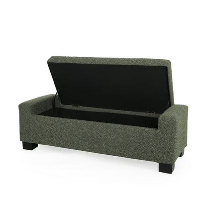 Kera Storage Ottoman Bench, Dark Green Fabric, Lift Top, 50 Inch
