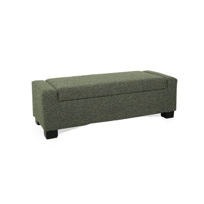 Kera Storage Ottoman Bench, Dark Green Fabric, Lift Top, 50 Inch