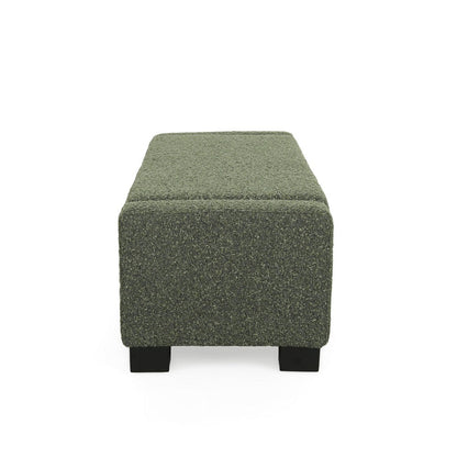 Kera Storage Ottoman Bench, Dark Green Fabric, Lift Top, 50 Inch