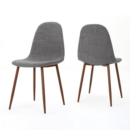 Dining Chair Set of 2, Light Gray Seat and Back Cushion, Brown Metal
