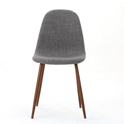 Dining Chair Set of 2, Light Gray Seat and Back Cushion, Brown Metal