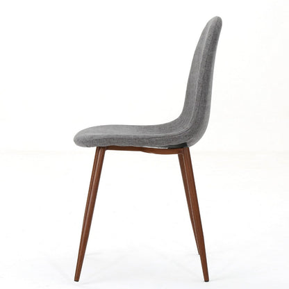Dining Chair Set of 2, Light Gray Seat and Back Cushion, Brown Metal