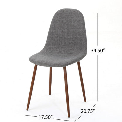 Dining Chair Set of 2, Light Gray Seat and Back Cushion, Brown Metal