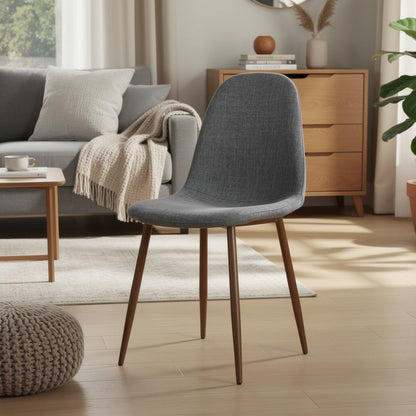 Dining Chair Set of 2, Light Gray Seat and Back Cushion, Brown Metal