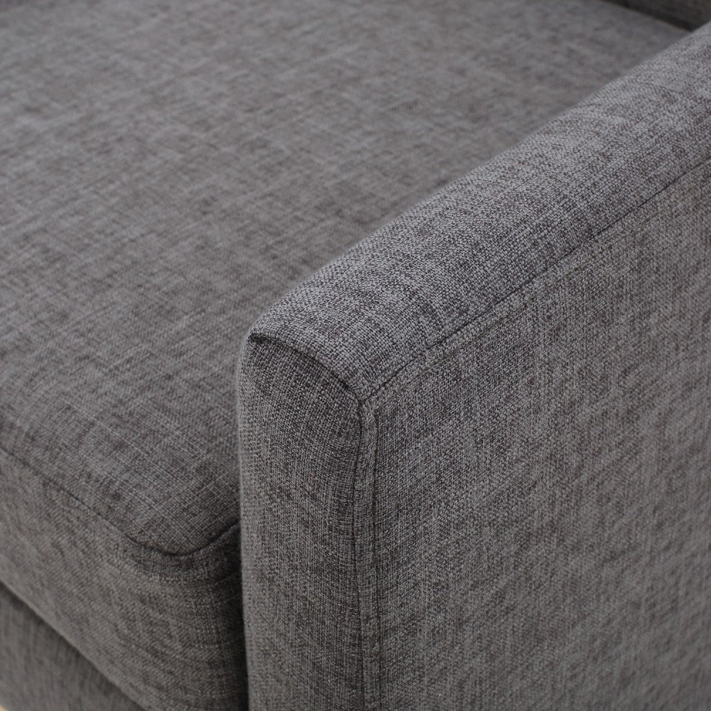 Weli Accent Sofa Chair, Gray Fabric Padded Seat, Light Brown Legs