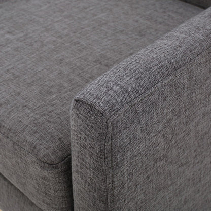 Weli Accent Sofa Chair, Gray Fabric Padded Seat, Light Brown Legs