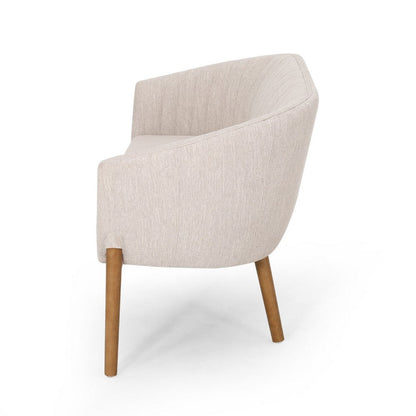 Fery Loveseat, Beige Fabric Channel Stitched Back, Brown Wood 55 Inch