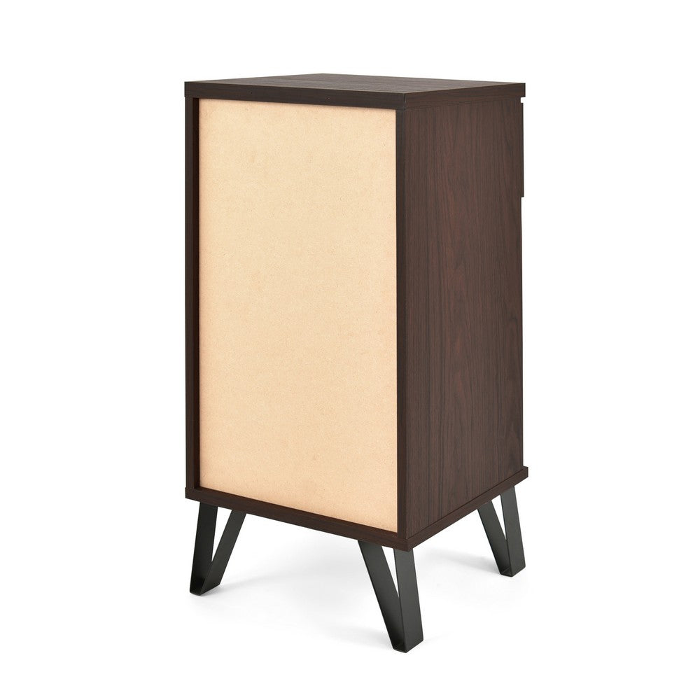 Livy Nightstand, 1 Drawer, Black Iron Legs, Walnut Brown, 27 Inch