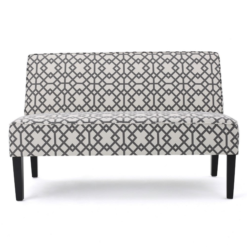 Xen Loveseat, Eclectic Gray and White Pattern Polyester, 50 Inch