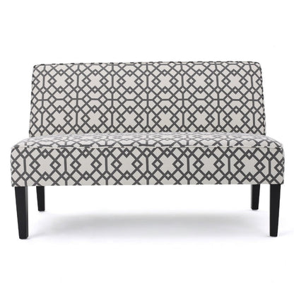 Xen Loveseat, Eclectic Gray and White Pattern Polyester, 50 Inch