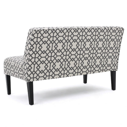 Xen Loveseat, Eclectic Gray and White Pattern Polyester, 50 Inch