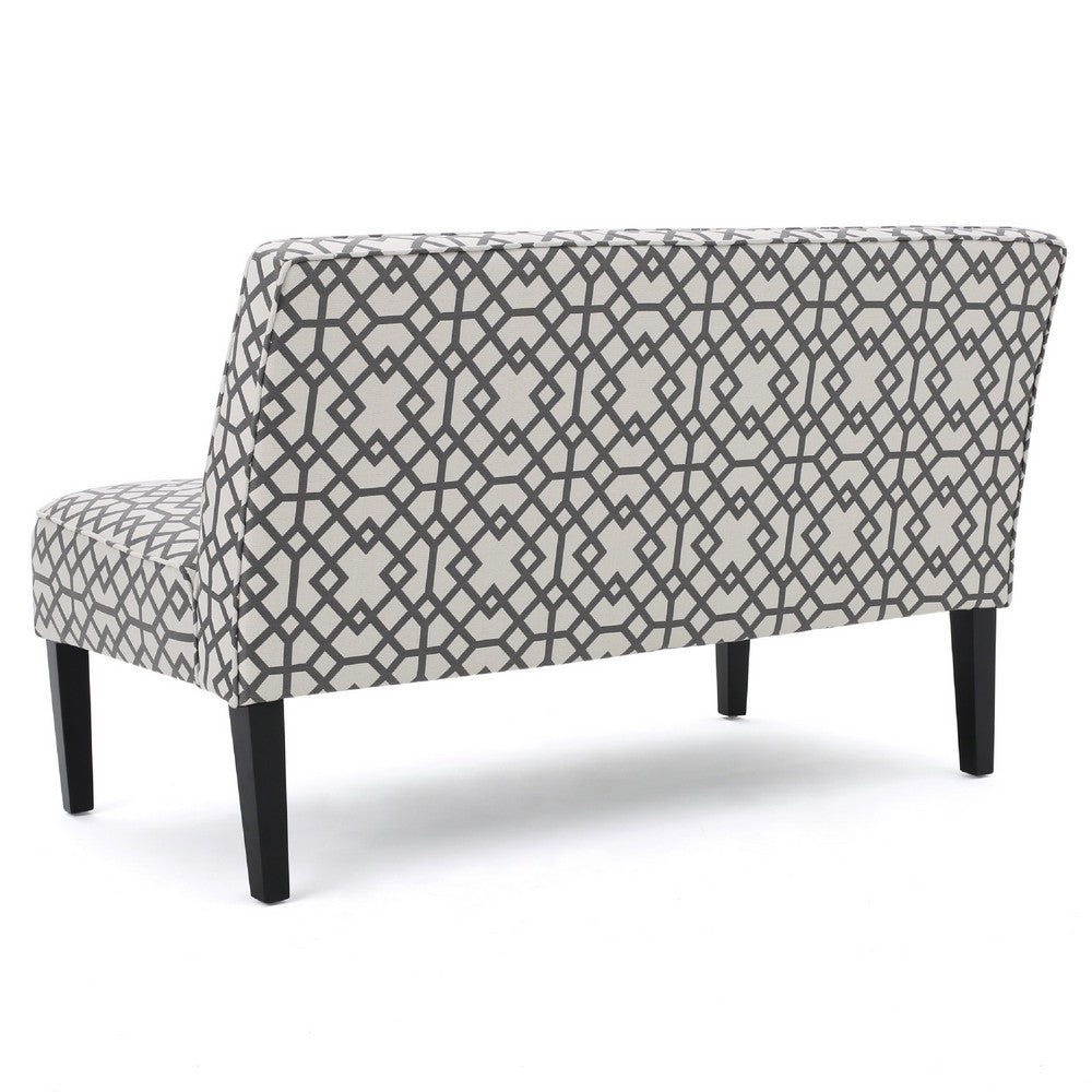 Xen Loveseat, Eclectic Gray and White Pattern Polyester, 50 Inch