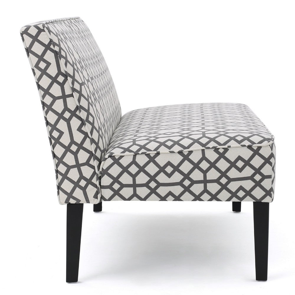 Xen Loveseat, Eclectic Gray and White Pattern Polyester, 50 Inch