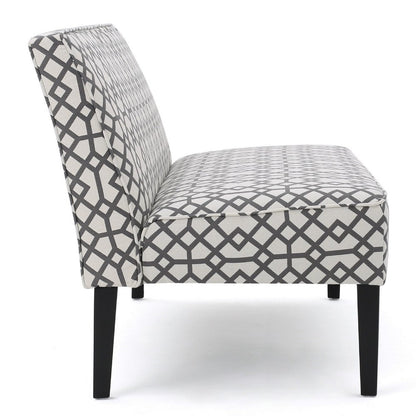 Xen Loveseat, Eclectic Gray and White Pattern Polyester, 50 Inch